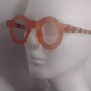 Vintage Round Pastel Orange Matt Finish Eyeglass Frame NOS